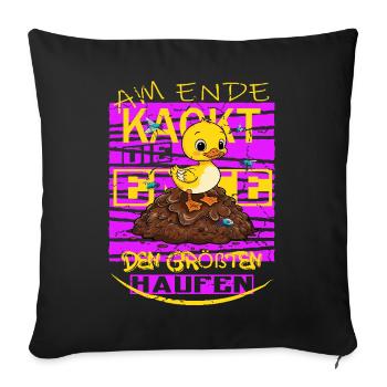 Duck poops ! - Sofa pillow with filling 45cm x 45cm - black - Front