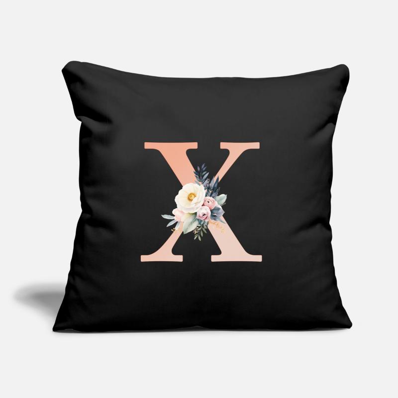 X Monogram, Floral, Boho Sofa pillow with filling 45cm x 45cm
