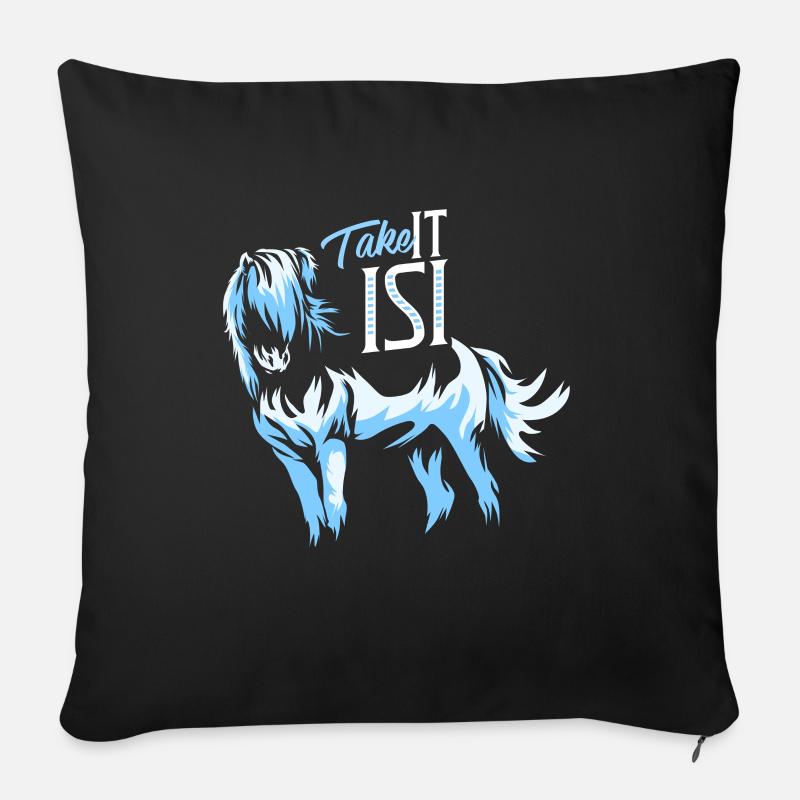 Islandpferd - Sofakissen mit Füllung 45 x 45 cm - Schwarz