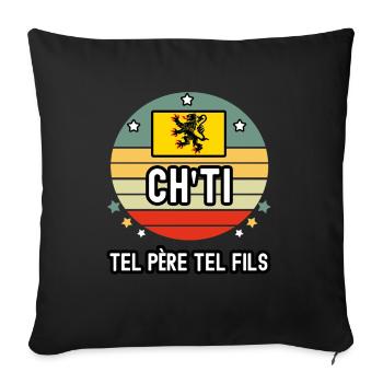 tel père tel fils papa ch'ti drapeau nord - Coussin et housse de 45 x 45 cm - noir - Devant
