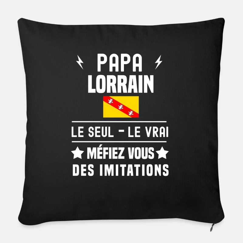 papa lorrain drapeau le seul le vrai lorraine - Coussin et housse de 45 x 45 cm - noir