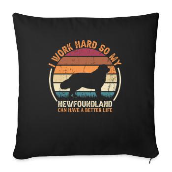 Travailler dur - Retro Newfoundland - Coussin et housse de 45 x 45 cm - noir - Devant