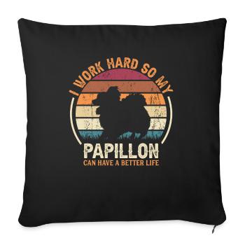 Travaillez dur - Retro Papillon - Coussin et housse de 45 x 45 cm - noir - Devant