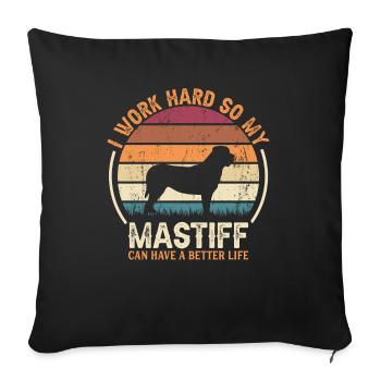 Travaillez dur - Retro Mastiff - Coussin et housse de 45 x 45 cm - noir - Devant
