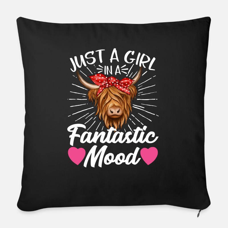 Scottish Highland Cattle Cow - Sofakissen mit Füllung 45 x 45 cm - Schwarz