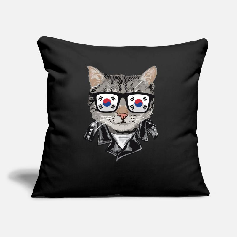 Lunettes de soleil pour chat avec drapeau sud-coréen Coussin et housse de 45 x 45 cm