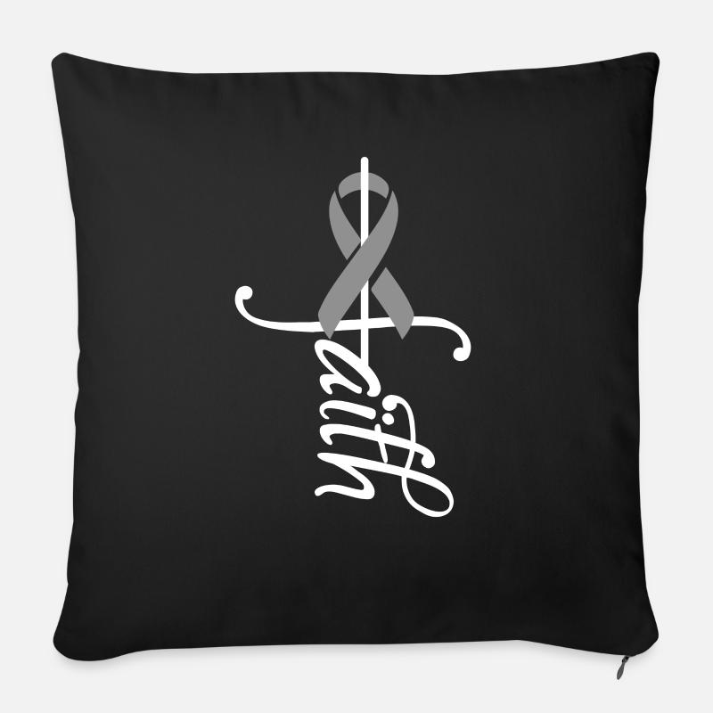 Ruban Sensibilisation aux tumeurs cérébrales - Coussin et housse de 45 x 45 cm - noir