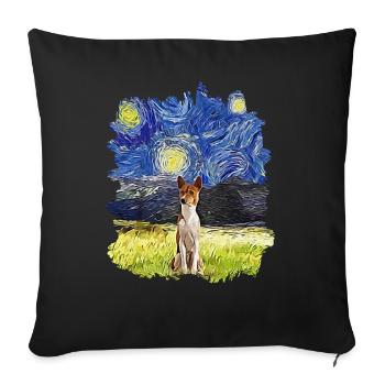 Nuit étoilée - Basenji - Coussin et housse de 45 x 45 cm - noir - Devant