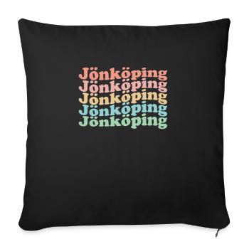 Vintage 70s Hippie Sweden City - Retro Jönköping - Coussin et housse de 45 x 45 cm - noir - Devant
