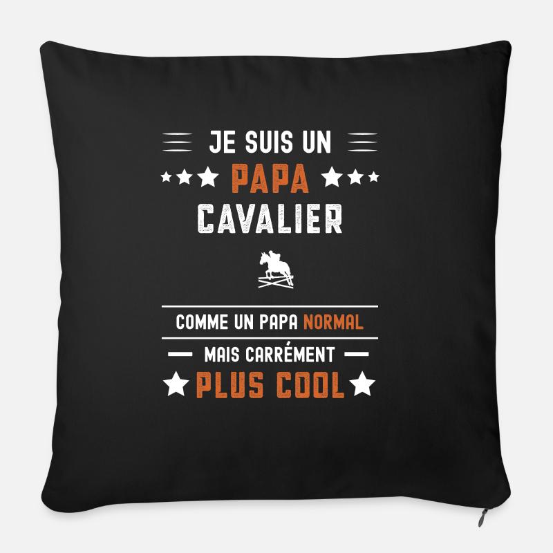 papa cavalier papa normal équitation - Coussin et housse de 45 x 45 cm - noir