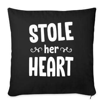Volé ton coeur ses frites - Couple - Coussin et housse de 45 x 45 cm - noir - Devant