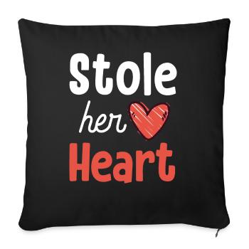 Volé ton coeur ses frites - Couple - Coussin et housse de 45 x 45 cm - noir - Devant