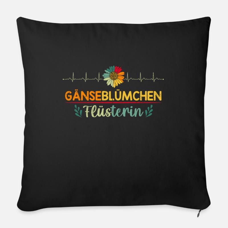 Gänseblümchen Flüsterin Herzschlag Maßliebchen - Sofakissen mit Füllung 45 x 45 cm - Schwarz