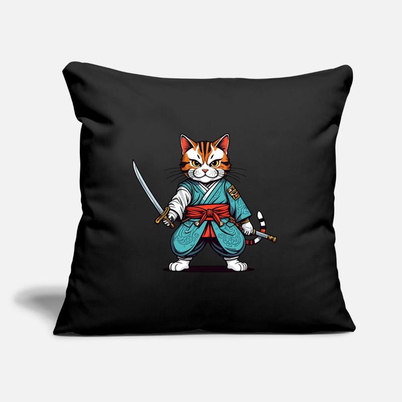 Chat samouraï Coussin et housse de 45 x 45 cm