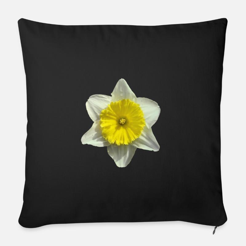 Narzissenblüte - Sofakissen mit Füllung 45 x 45 cm - Schwarz