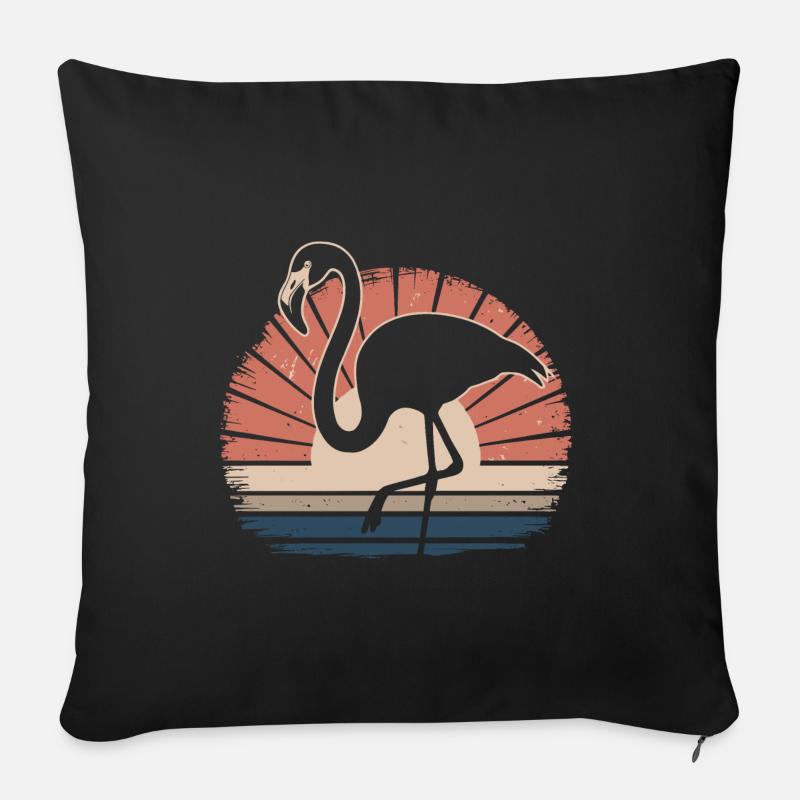 Flamant - Coussin et housse de 45 x 45 cm - noir