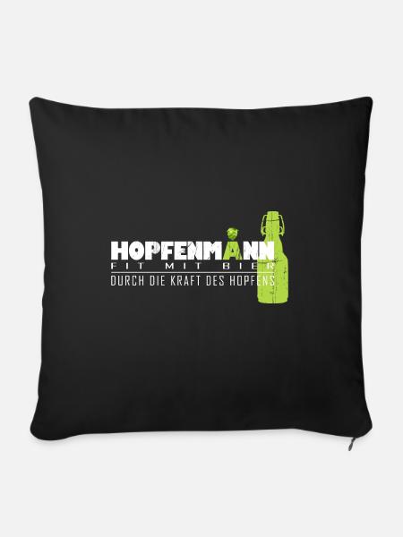 Hopfenmann Fit mit Bier - Sofakissen mit Füllung 45 x 45 cm - Schwarz