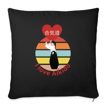I love aikido - Sofa pillow with filling 45cm x 45cm - black - Front