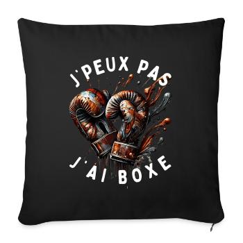 J'peux Pas, J'ai Boxe B - Coussin et housse de 45 x 45 cm - noir - Devant