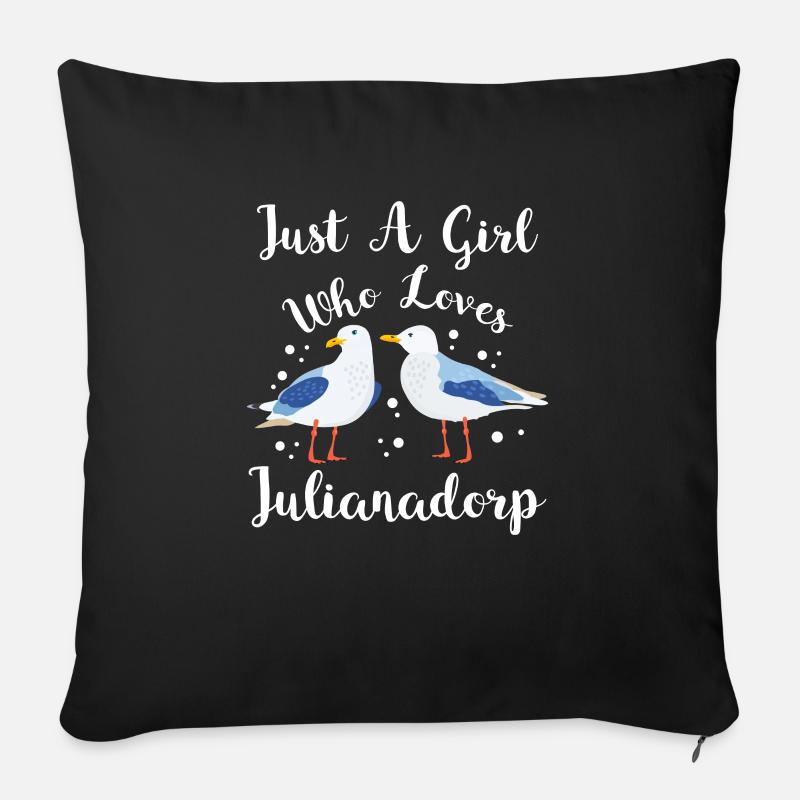 Julianadorp Pays-Bas Mouettes vacances - Coussin et housse de 45 x 45 cm - noir