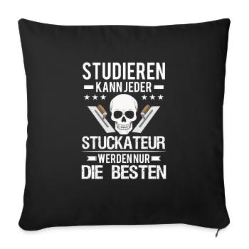 Stuckateur Verputzer Spachtel Gipser - Sofakissen mit Füllung 45 x 45 cm - Schwarz - Vorne