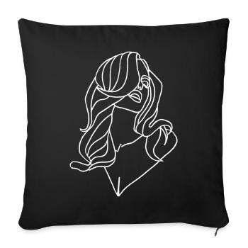 Portrait of a woman in white - Sofa pillow with filling 45cm x 45cm - black - Front