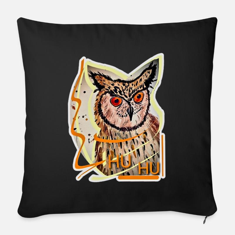 Hibou - Coussin et housse de 45 x 45 cm - noir
