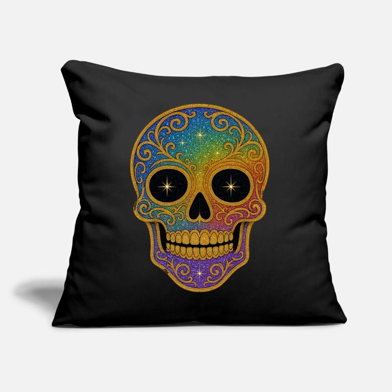 Conception de crâne arc-en-ciel Coussin et housse de 45 x 45 cm