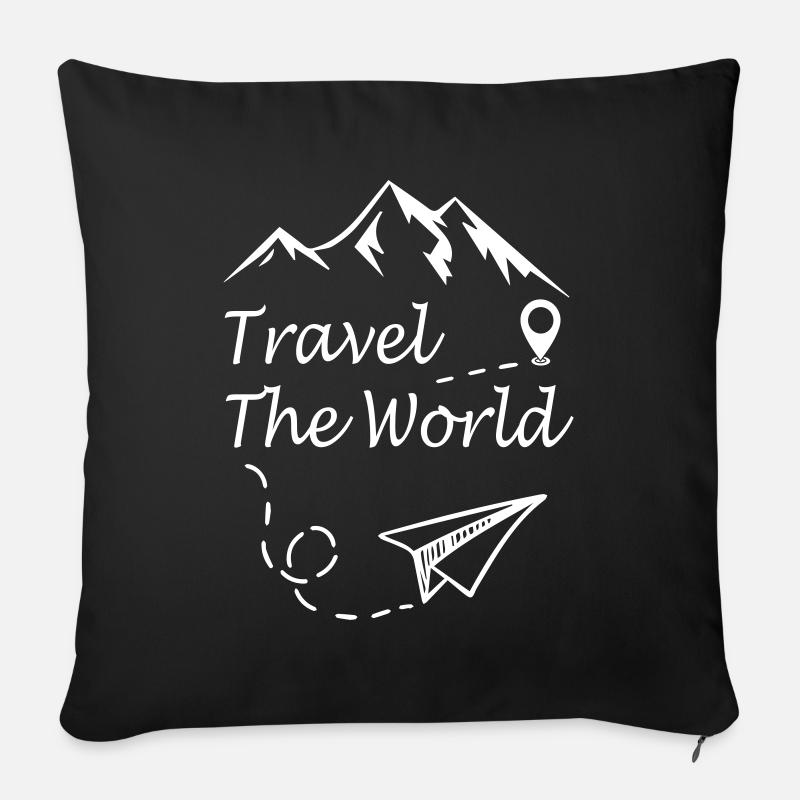 Parcourez le monde - Coussin et housse de 45 x 45 cm - noir