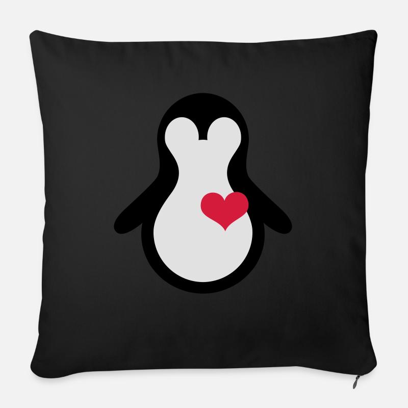 herz_penguin - Sofakissen mit Füllung 45 x 45 cm - Schwarz
