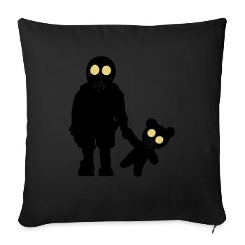 eddi ourson - petit garçon avec l'ours et le - Coussin et housse de 45 x 45 cm - noir - Devant