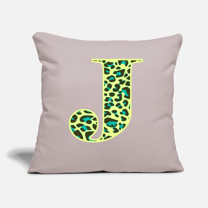 Letter J initial letter initials Leopard Leo Sofa pillow with filling 45cm x 45cm