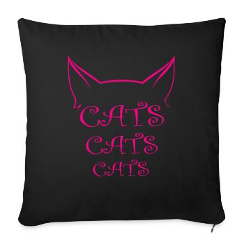 Chat Katze - Coussin et housse de 45 x 45 cm - noir - Devant