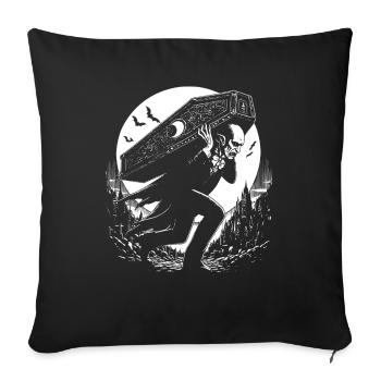 Vampire portant son cercueil. Noir et blanc effrayant - Coussin et housse de 45 x 45 cm - noir - Devant