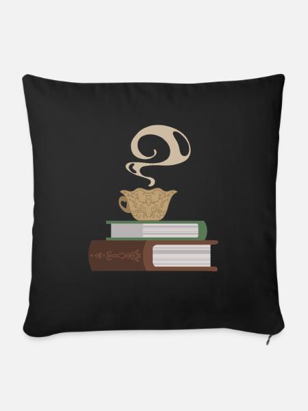 Bücher & Kaffee - Sofakissen mit Füllung 45 x 45 cm - Schwarz