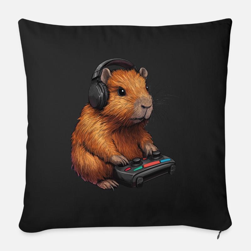 Capybara Gaming - Sofakissen mit Füllung 45 x 45 cm - Schwarz