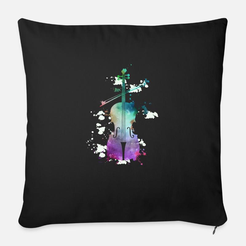 Violoncello Saiteninstrument Cellist mit Cello - Sofakissen mit Füllung 45 x 45 cm - Schwarz
