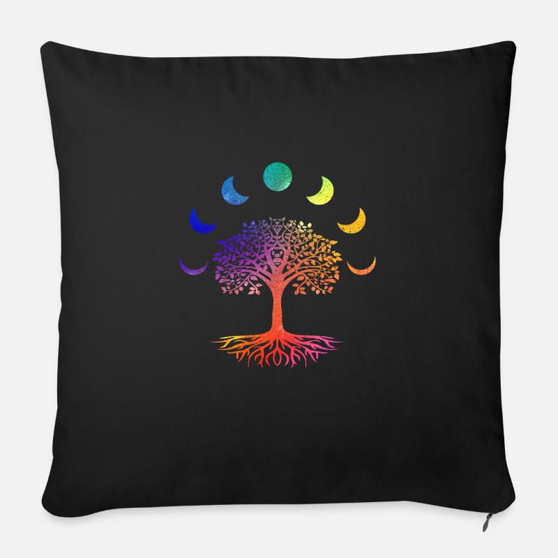 Mindfulness livets træ månefaser - Sofapude med fyld 45 x 45 cm - sort