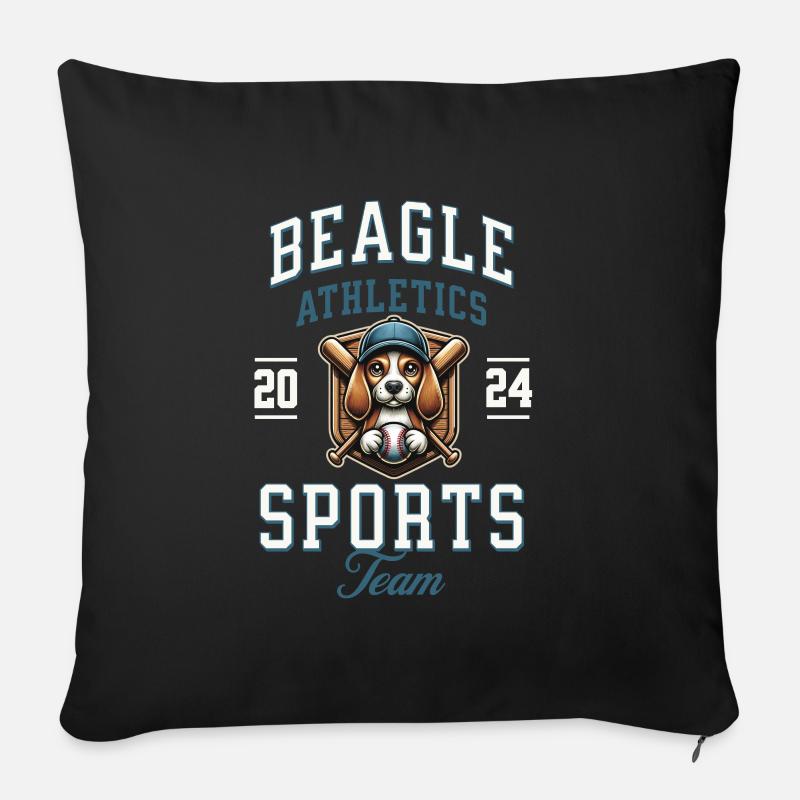 Baseball 2024 Beagle Sport - Unique Beagle - Coussin et housse de 45 x 45 cm - noir
