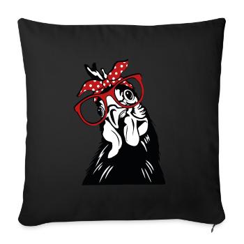 Poulet - Lunettes - Bandana - Coussin et housse de 45 x 45 cm - noir - Devant