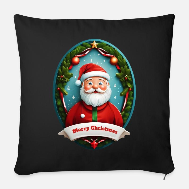 Weihnachtsmann - Sofakissen mit Füllung 45 x 45 cm - Schwarz