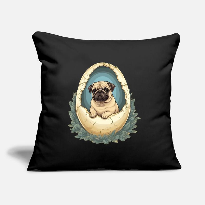 Pug Hatches from Eggshell - Cute Sofa pillow with filling 45cm x 45cm