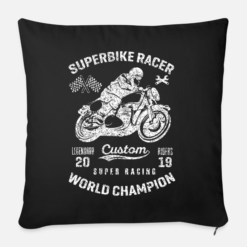 Motorcyclist motorcycle motorcycle racing biker - Sofa pillow with filling 45cm x 45cm - black