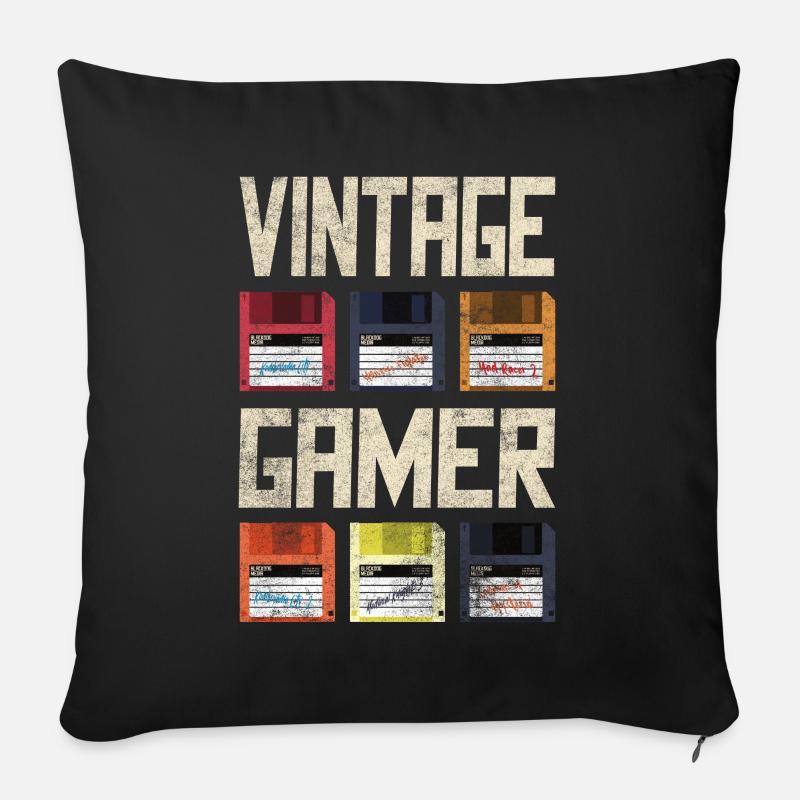 Old School Gamer - Sofakissen mit Füllung 45 x 45 cm - Schwarz