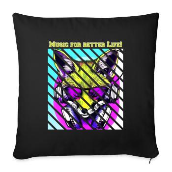 Music for better life - Fox - Sofakissen mit Füllung 45 x 45 cm - Schwarz - Vorne