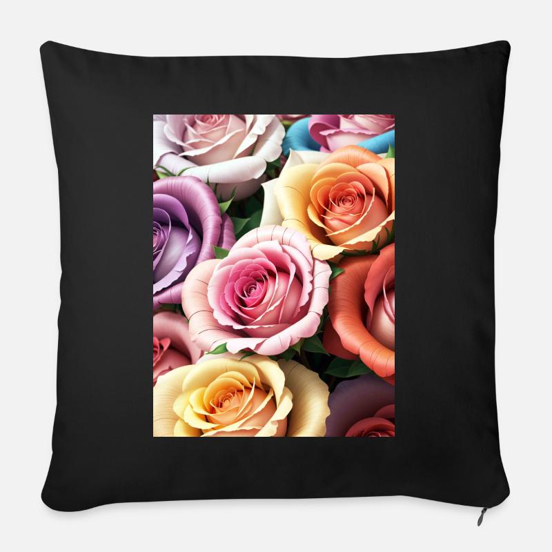 Blumen 41 - Sofakissen mit Füllung 45 x 45 cm - Schwarz