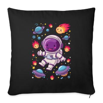 Space adventure with funny astronaut - Sofa pillow with filling 45cm x 45cm - black - Front