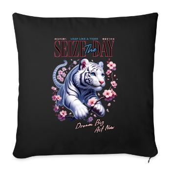 Seize the Day Tiger - Sofa pillow with filling 45cm x 45cm - black - Front