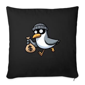 Bank robber thief North Sea gangster seagull money bank - Sofa pillow with filling 45cm x 45cm - black - Front