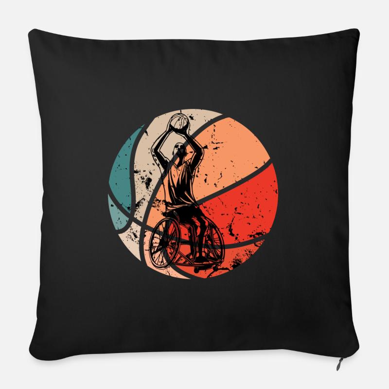 Retro Rollstuhl Basketball Geschenkidee - Sofakissen mit Füllung 45 x 45 cm - Schwarz